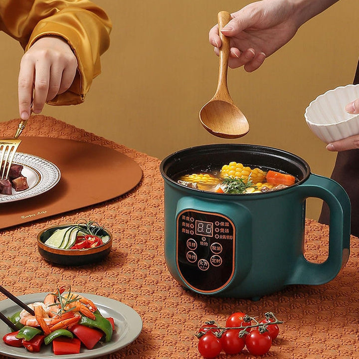 Elektrischer Hot Pot, Tragbarer Kochtopf 1,8 L, 600 W, Nudel-Ramen-Topf mit Timer-Funktion für Zuhau