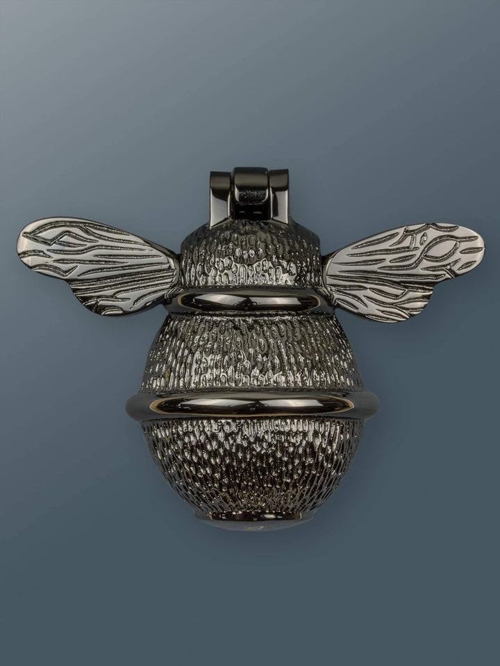 Brass Bee Türklopfer, Messing, mit schwarzem Nickel-Finish, Hummel-Türklopfer, massives Messing, Tür