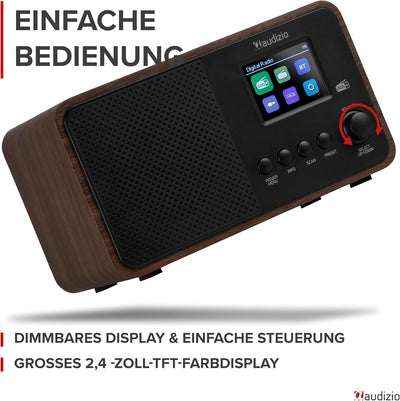 Audizio Avio - Kompaktes DAB Plus Radio mit Bluetooth, Digitalradio, FM & UKW, AUX, 30W Lautsprecher