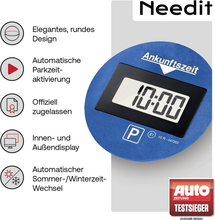 Needit Park Lite One | Parkscheibe elektrisch mit Zulassung vom Kraftfahrt-Bundesamt | Parkuhr Auto