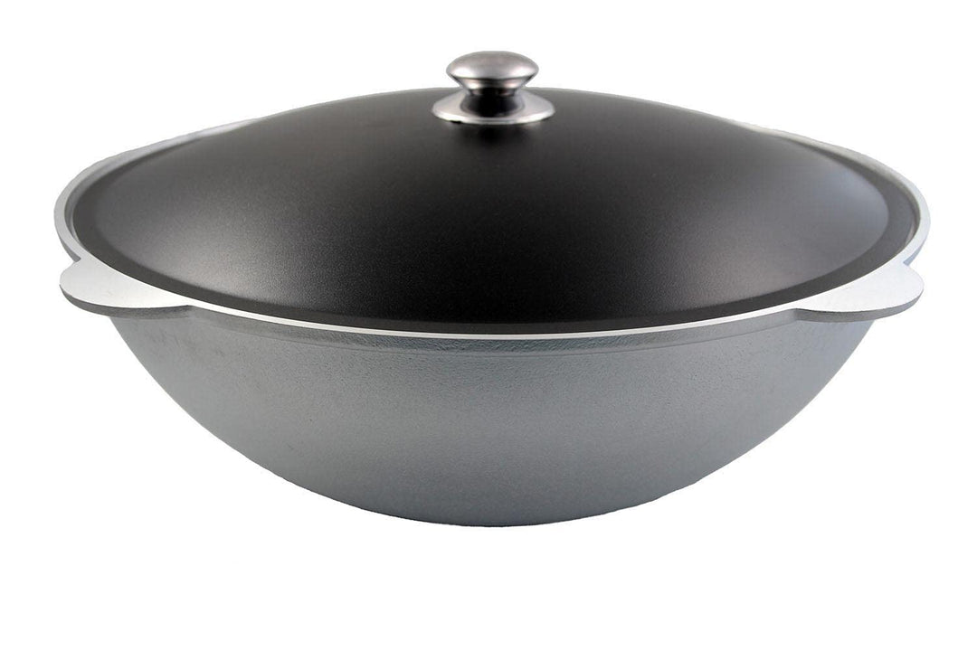 Kukmara Limitierter Kazan Wok Asien Tatarskij mit Deckel Aluguss Kasan 15 Liter schwarzer Deckel