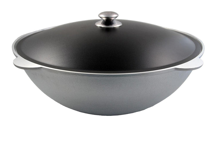 Kukmara Limitierter Kazan Wok Asien Tatarskij mit Deckel Aluguss Kasan 15 Liter schwarzer Deckel