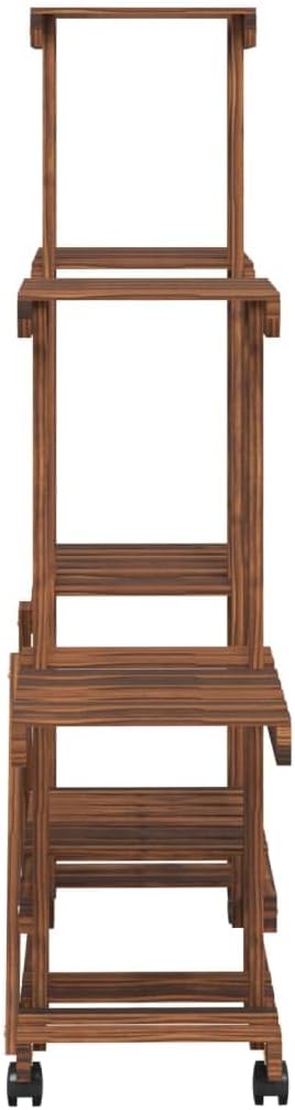 vidaXL Blumenständer, Holz Pflanzenregal mit Rollen, Blumenregal für Wohnzimmer Balkon Terrasse, Pfl