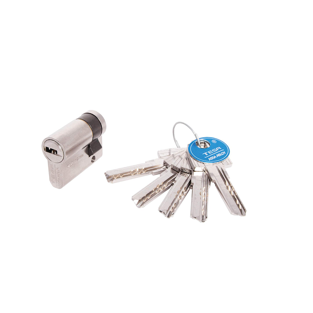 Tesa Assa Abloy Sicherheits-Zylinder, M6503010N Schlüssel - Kurzer Nocken Vernickelt 30x10mm, Schlüs