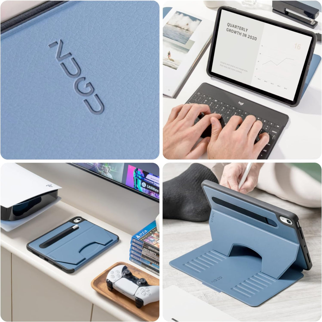 ZUGU iPad 10.9 Hülle 2022 10. Generation, schlanke Schutzhülle 8 Winkel-Ständer magnetisch, Stifthal