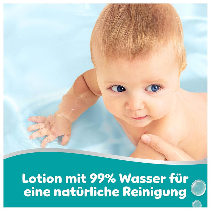 Pampers 99% Water Baby-Feuchttücher, 18 Packungen mit 60 Feuchttüchern = 1080 Baby-Feuchttücher, lei
