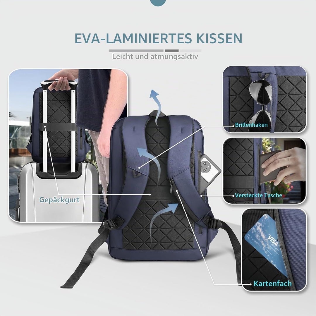 Laptop Business Rucksack Herren mit 17,3 Zoll laptopfach mit USB-Ladeanschluss Diebstahlsicher Handg