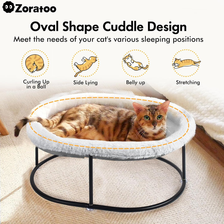 Zoratoo Erhöhte Katzenhängematte für Wohnungskatzen, flauschiges, warmes Kuschelbett mit abnehmbarer