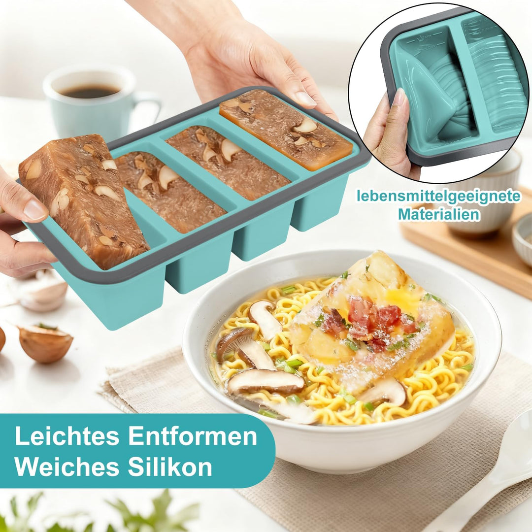 Gefrierbehälter Suppen Einfrieren Behälter Grosse Eiswürfelform 2Stk Silikon Eiswürfelform Mit Decke