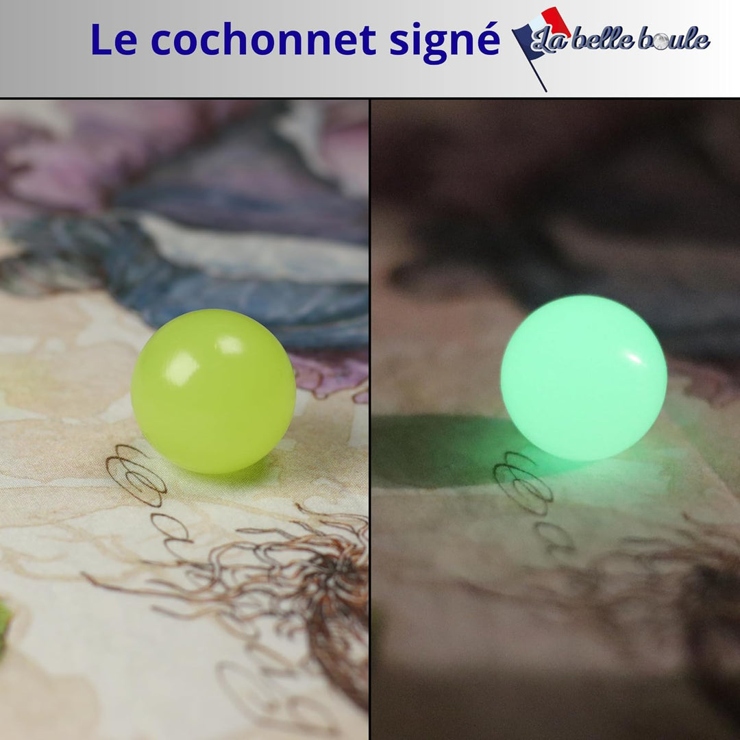 La belle boule® | 3 Cochonnets fluorescents en Résine Haute Visibilité Pour Pétanque + Pochette – Bo