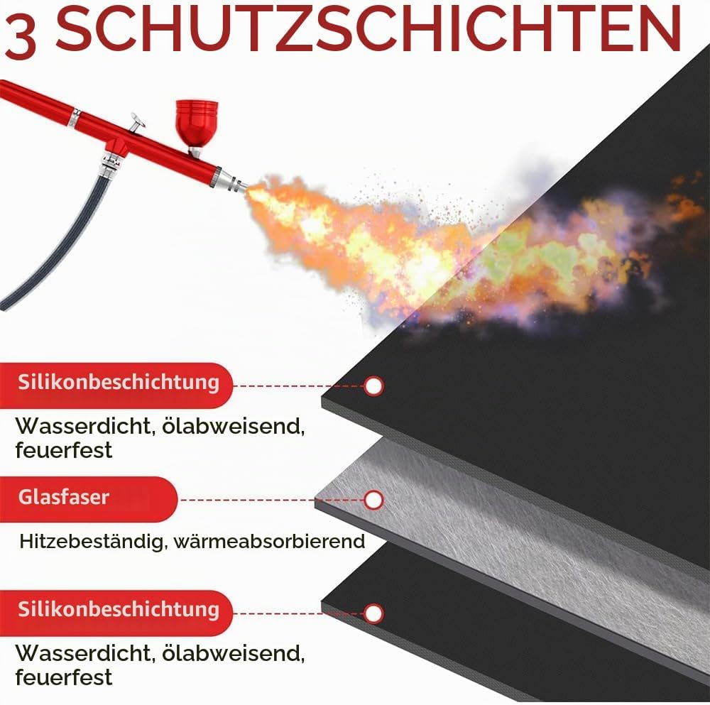 Grillmatte Bodenschutz,Feuerfeste Unterlage 152 * 115cm,Faltbare Grillunterlage mit Löchern und Bode