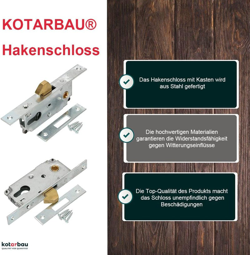 KOTARBAU® Hakenschloss Schiebetore Einsteckschloss 72/30 Schlosskasten Schiebetürschloss Hakenfallen