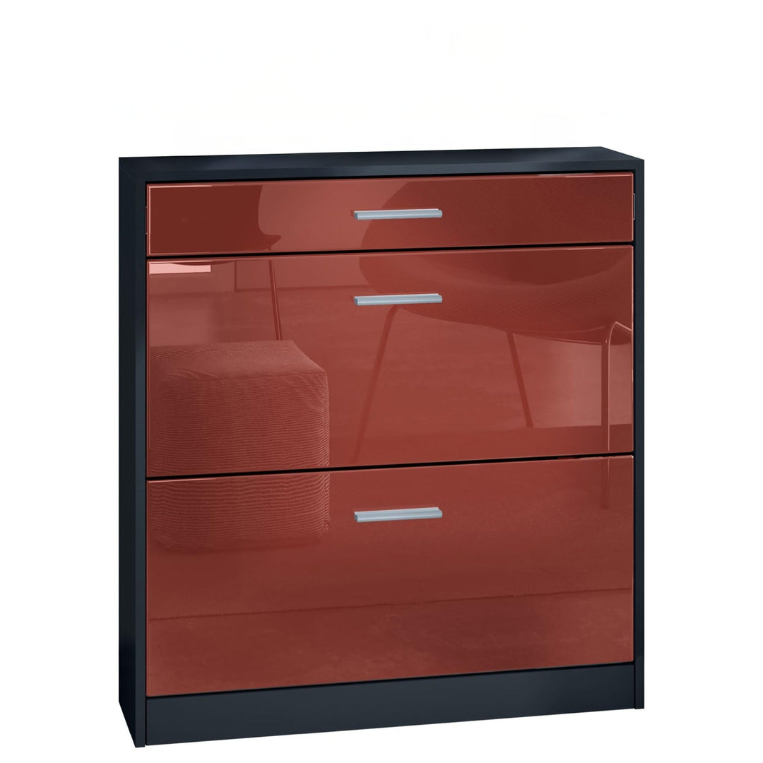 Schuhschrank Roma Schmal mit 2 Klappen und 1 Schublade, Platzsparender Schuhkipper Flurschrank für D