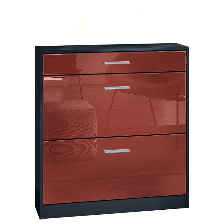 Schuhschrank Roma Schmal mit 2 Klappen und 1 Schublade, Platzsparender Schuhkipper Flurschrank für D