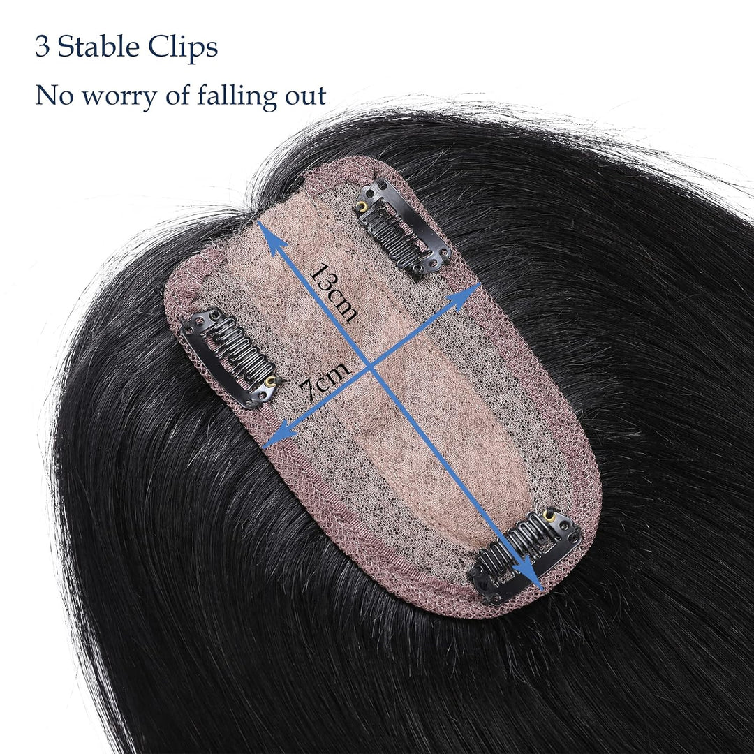 Silk-co Topper Extensions Echthaar Clip in Extensions Echthaar Toupet für Frauen Toupee Haarverlänge