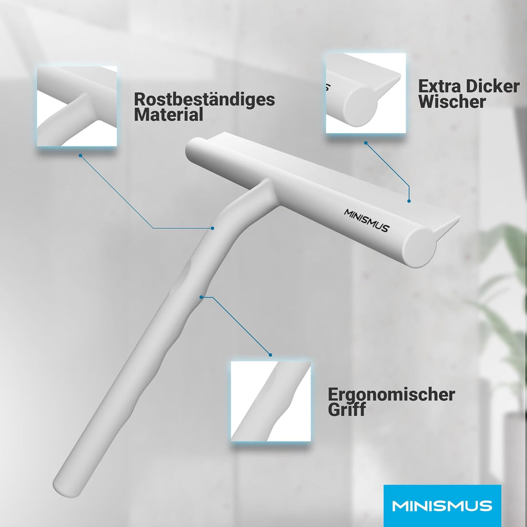 Minismus Duschabzieher - Abzieher für Dusche, Bad, Fliesen, Spiegel, Fenster - inkl. Magnet-Halterun