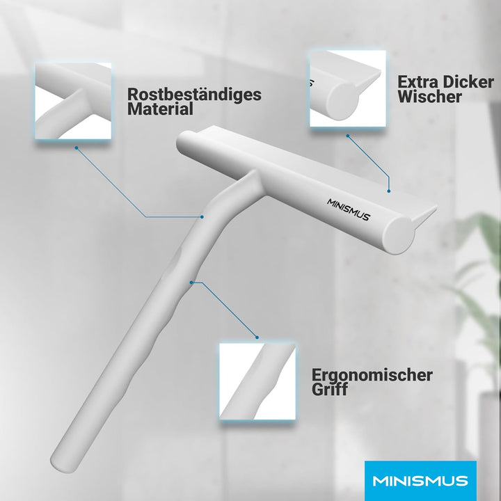 Minismus Duschabzieher - Abzieher für Dusche, Bad, Fliesen, Spiegel, Fenster - inkl. Magnet-Halterun