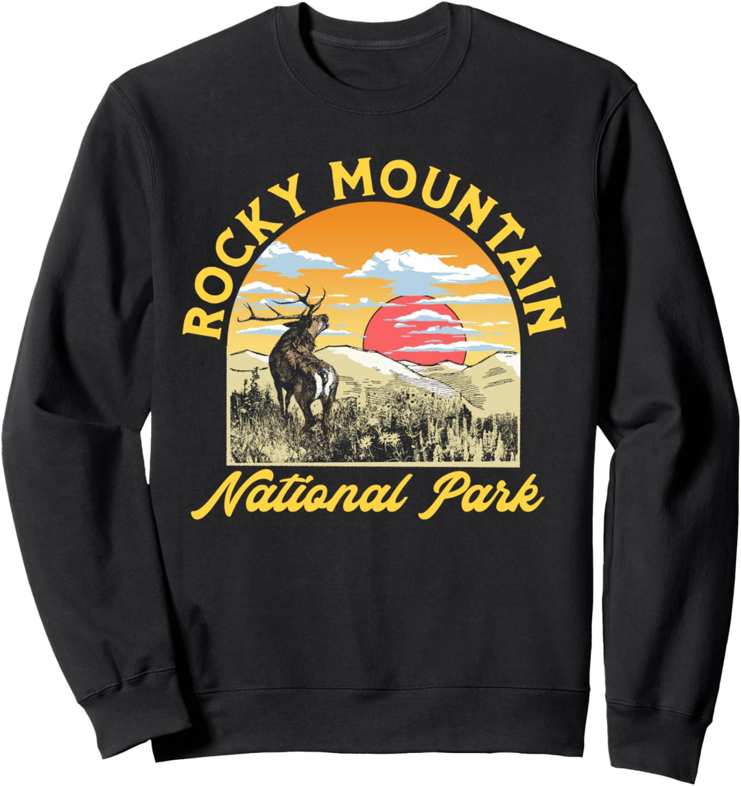 Rocky Mountain National Park Elk Vintage Artistic Graphic Sweatshirt