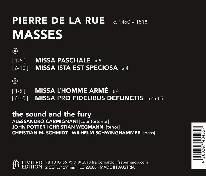 de la Rue: Messen, Audio-CD