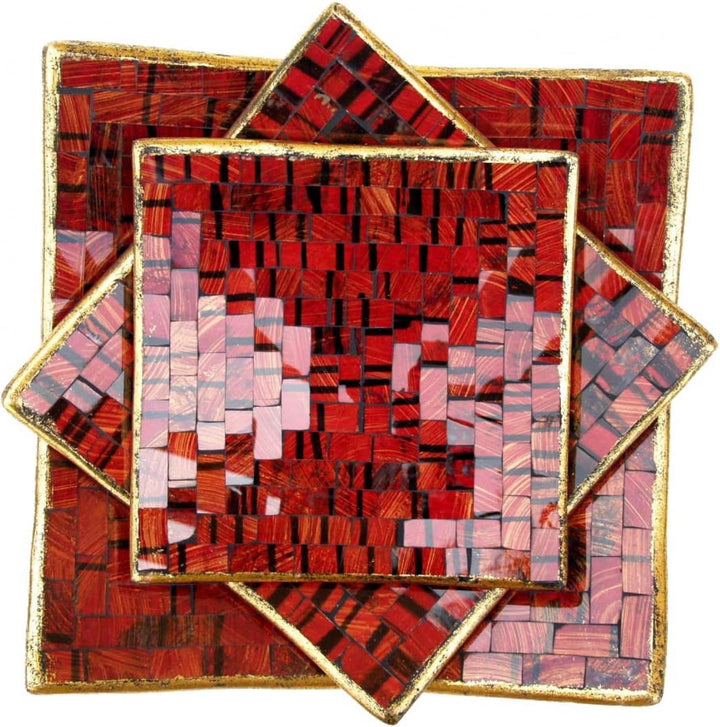 GURU SHOP Eckige Mosaikschale, Untersetzer, Dekoschale, Handgearbeitete Keramik &amp; Glas Obst Schale -
