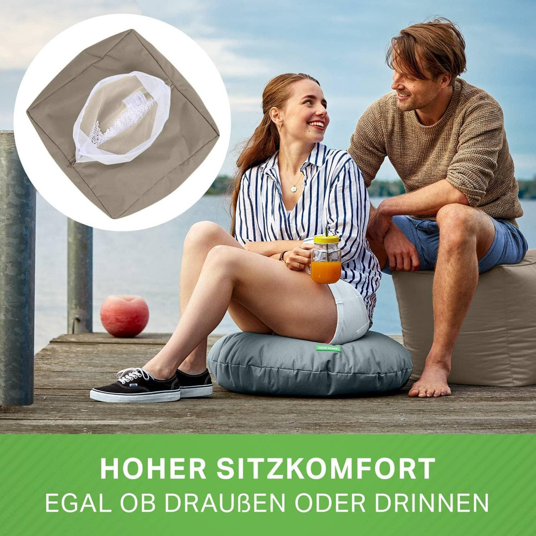Green Bean© Sitzsack-Hocker 40x40x40cm mit EPS-Perlen Füllung - Fusshocker Fusskissen Sitz-Pouf für