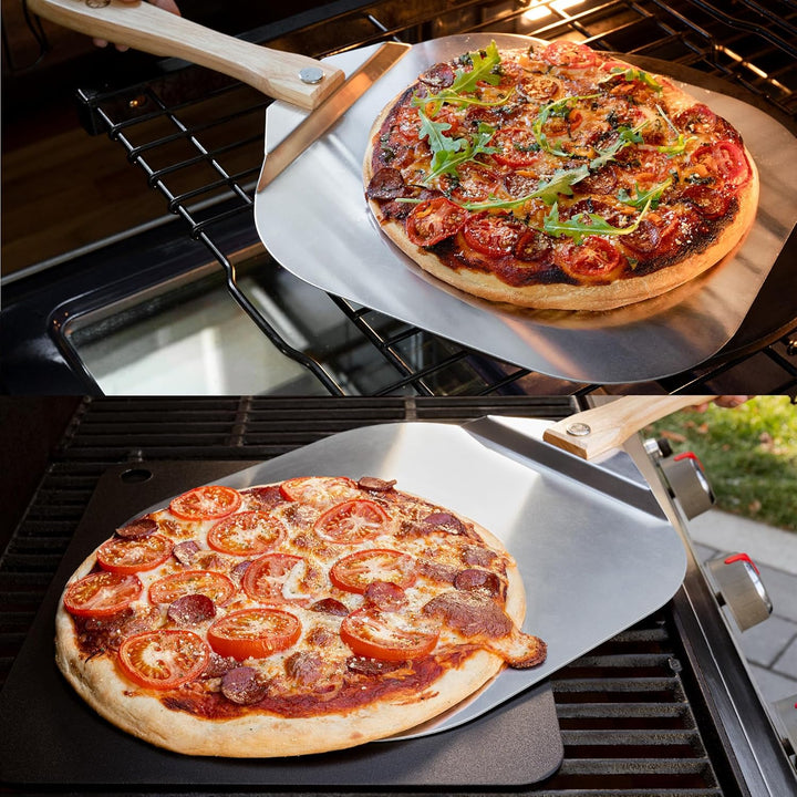 Chef Pomodoro - Pizzaschieber - 35,6 x 40,6 cm - Faltbarer Griff - Perforierte Aluminium Pizzaschauf