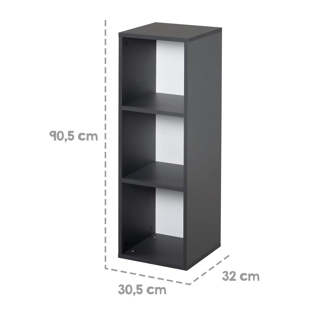 roba Seitenregal, Regal für Babyzimmer, Standregal für Kinderzimmer, anthrazit, Holz