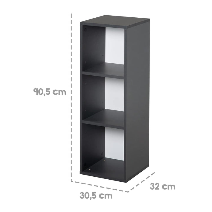 roba Seitenregal, Regal für Babyzimmer, Standregal für Kinderzimmer, anthrazit, Holz