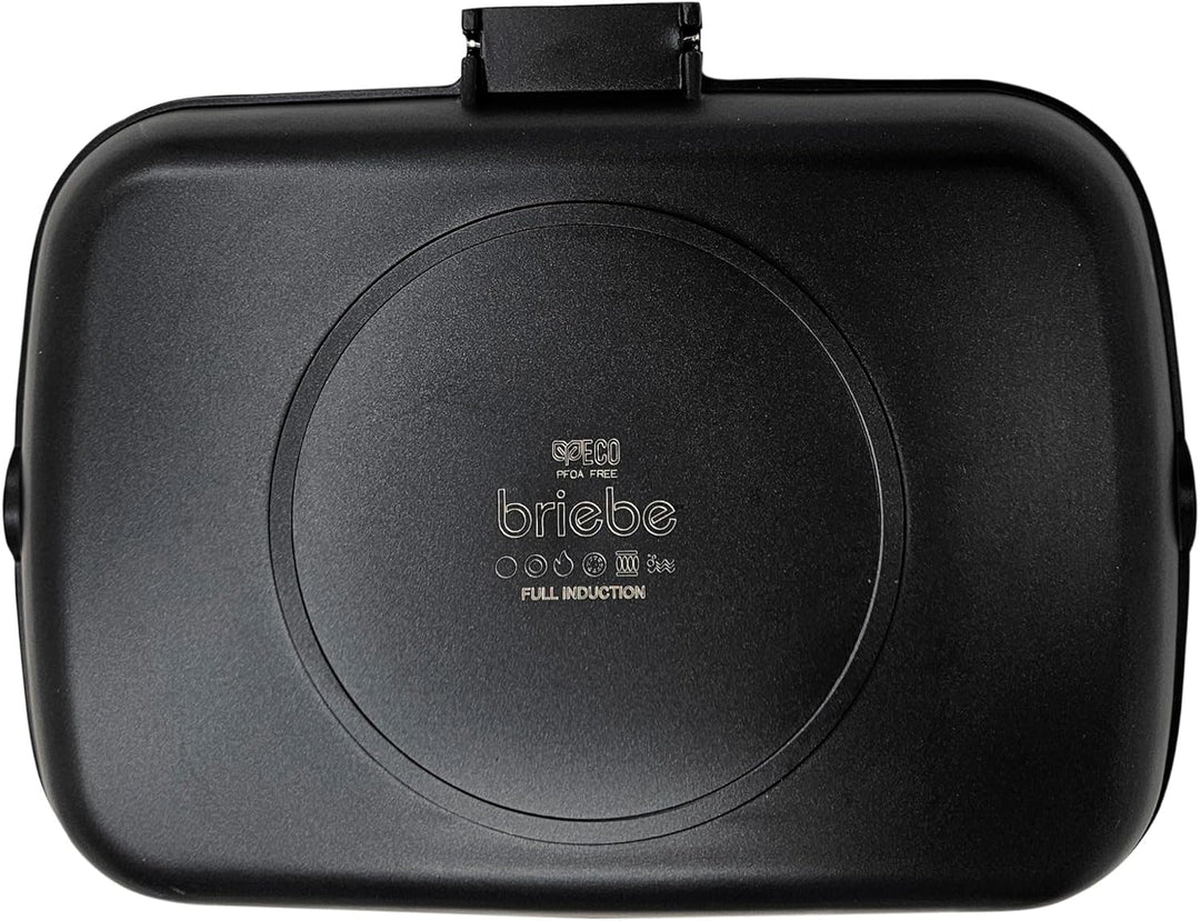 Brieve Black Titanium Induktionsgrillpfanne, Antihaft, Aluminiumguss, klappbar, ohne PFOA, 34x24 cm,