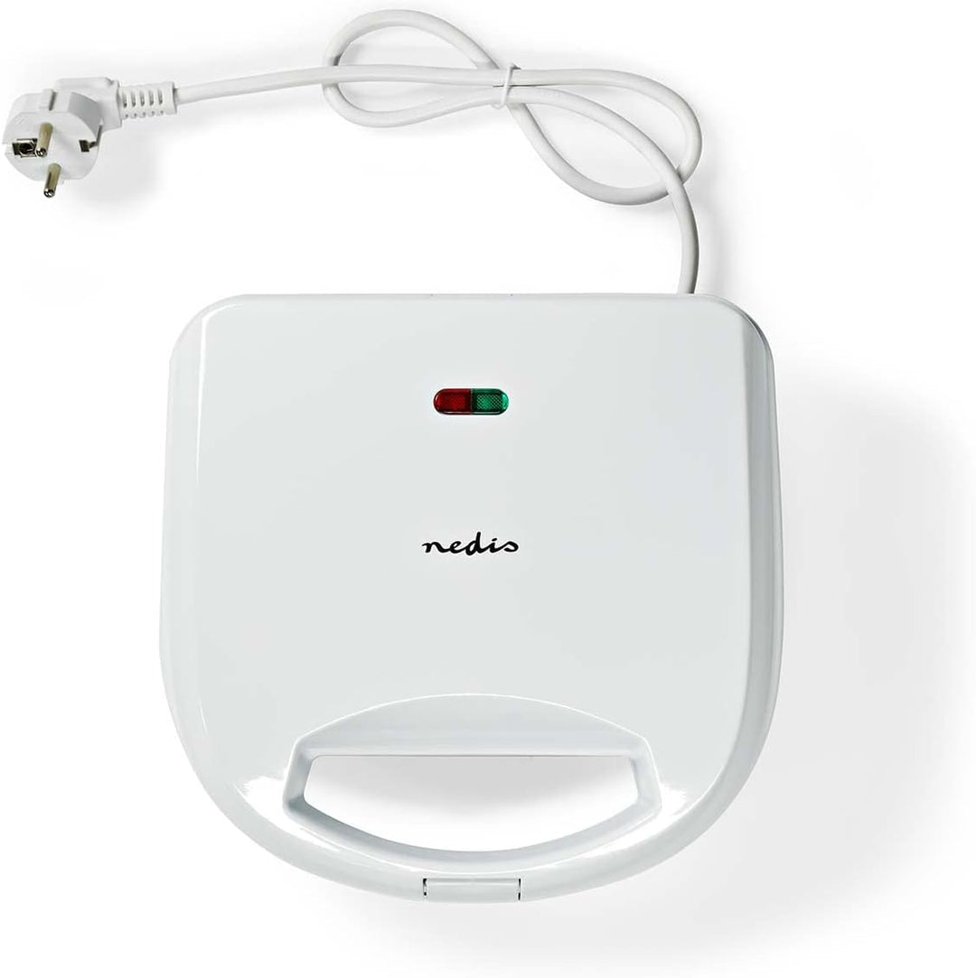 Nedis KASM110FWT Sandwichmaker | 700 W | 20.5 x 12 cm | Automatischer Temperaturkontrolle | ABS