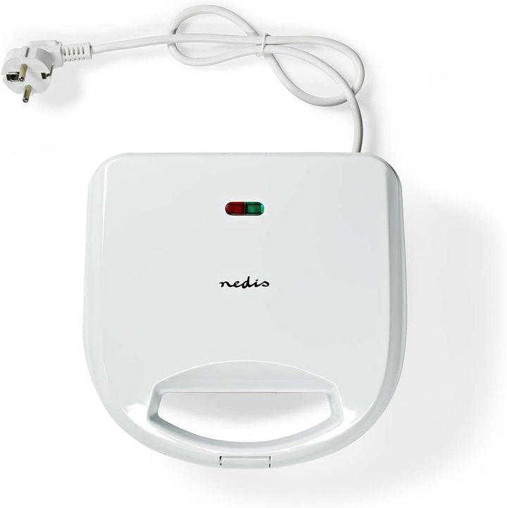 Nedis KASM110FWT Sandwichmaker | 700 W | 20.5 x 12 cm | Automatischer Temperaturkontrolle | ABS