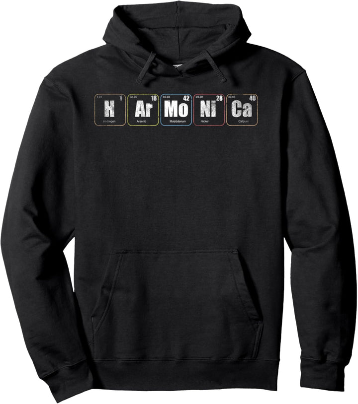 Periodensystem Mundharmonika Spieler Pullover Hoodie
