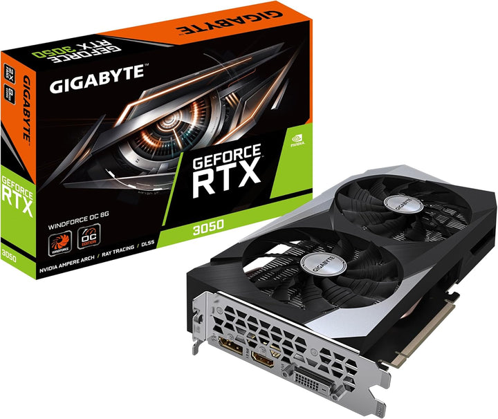 Gigabyte NVIDIA GeForce RTX 3050 WINDFORCE OC Graphics Card - 8GB GDDR6, 128-bit, PCI-E 4.0, 1792MHz