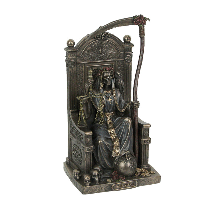 Veronese Design Weihnachtsmann-Muerte-Skulptur mit Sense und Skala aus Kunstharz, Antik-Bronze-Finis