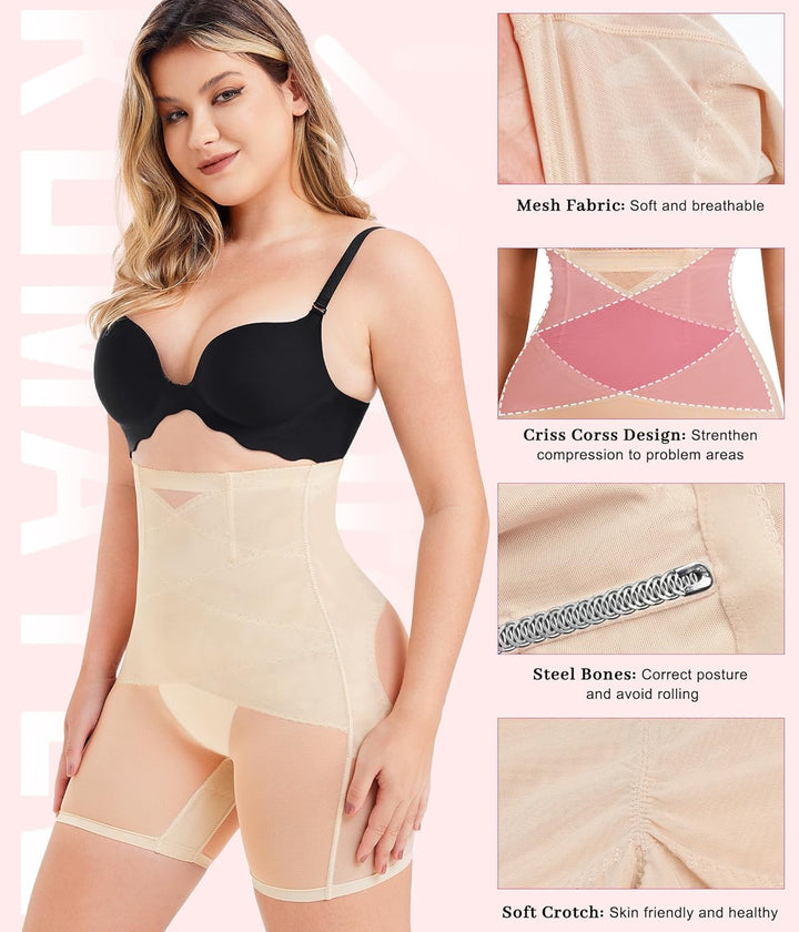 KUMAYES Bauchweg Unterhose Damen Shapewear Hohe Taille Bauchkontrolle Höschen Shaping Unterwäsche Le