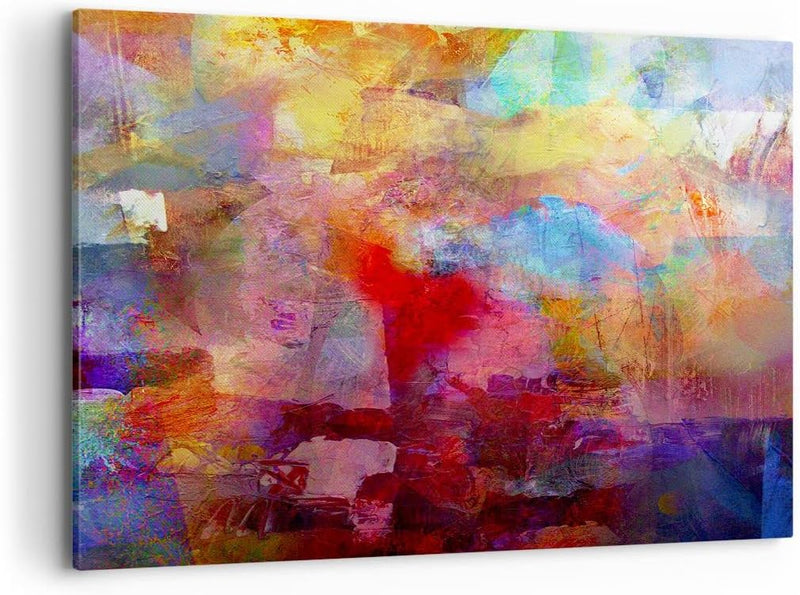 Bilder auf Leinwand 100x70cm Leinwandbild mit Rahmen Abstraktion modern Gross Wanddeko Bild Schlafzi