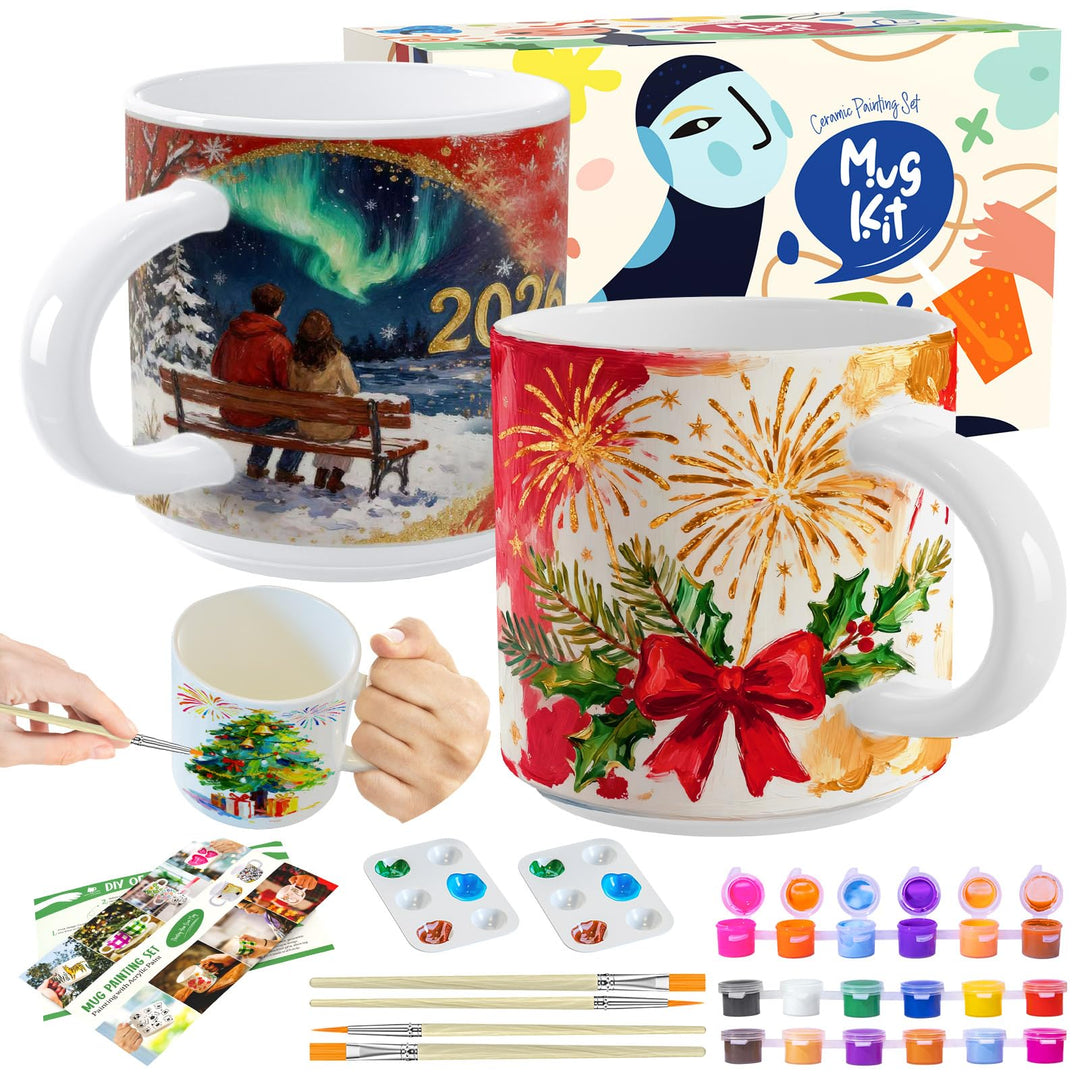 Roaxkois Keramik Bemalen Set - Kreatives Keramik Bastelset mit Farben, Pinseln und Anleitungen, Perf