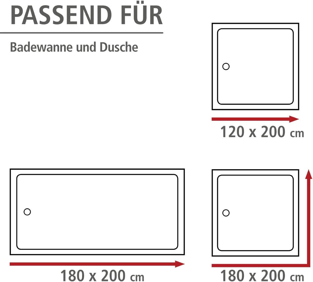 WENKO Anti-Schimmel Duschvorhang Astera Flex, Textil-Vorhang mit Antischimmel Effekt, grosse integri