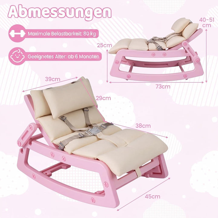 COSTWAY 2 in 1 Babywippe, Baby Schaukelstuhl mit verstellbarer Rücklehne, waschbarem Kissen &amp; Sicher