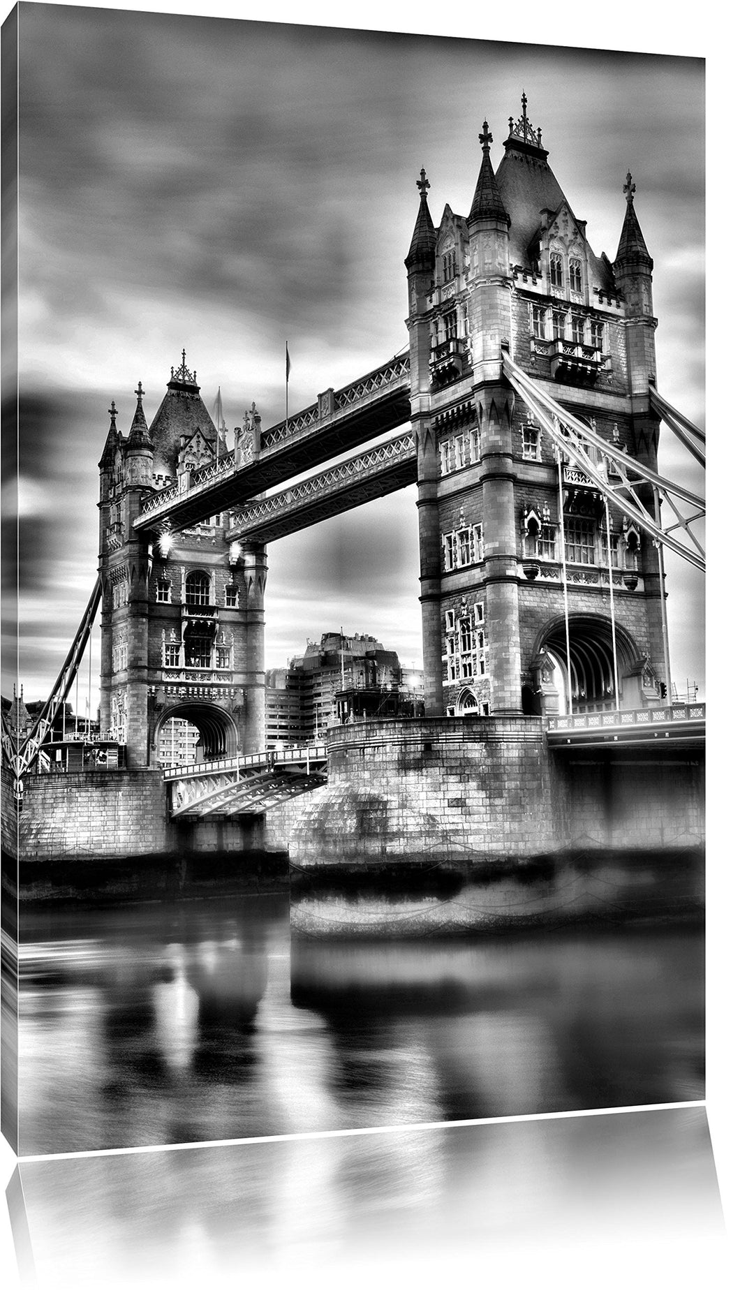 Monocrome, London, Format: 100x70 auf Leinwand, XXL riesige Bilder fertig gerahmt mit Keilrahmen, Ku