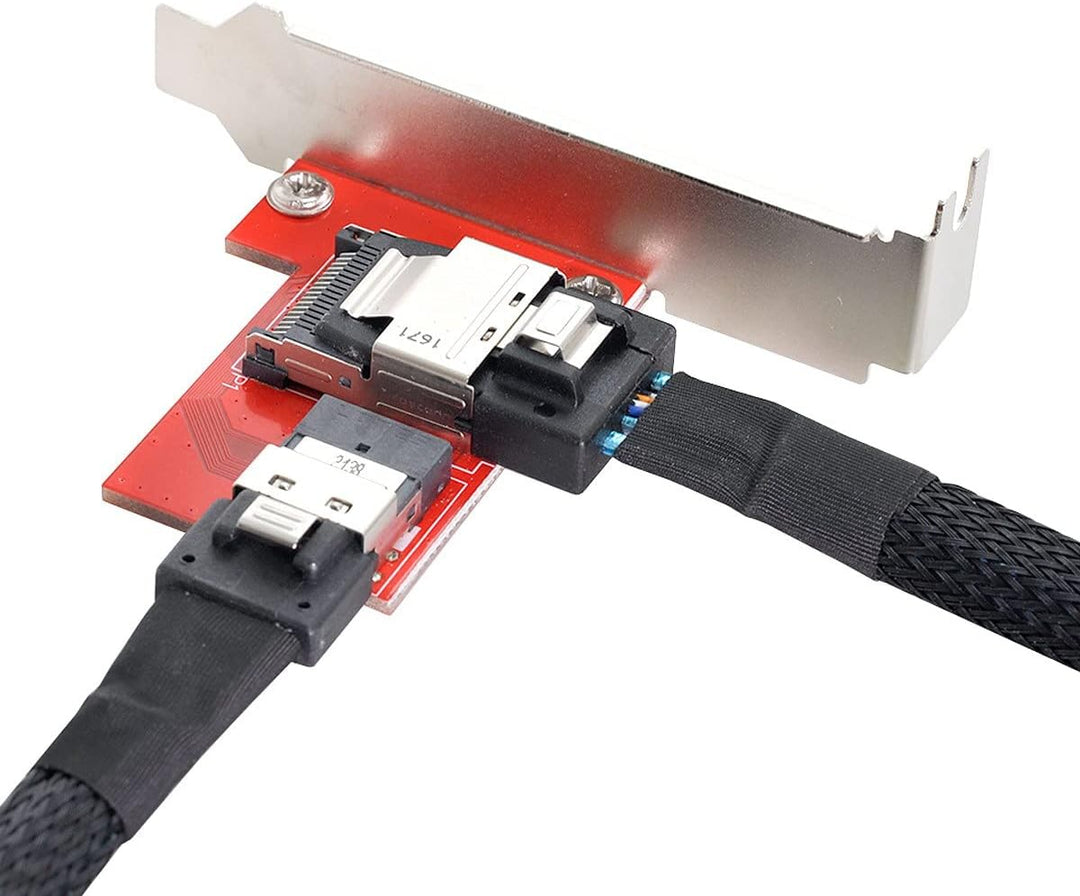 CY PCI-Express 4.0 Slimline SAS SFF-8654 auf Mini SAS SFF-8087 PCBA Buchse Adapter mit Halterung Red