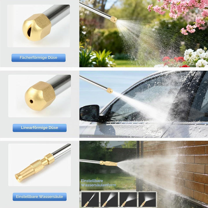 Hydro Jet Deep Hochdruck-Hochdruckreiniger mit Messing-Gartenschlauchende, 2 Düsen für die Fensterre