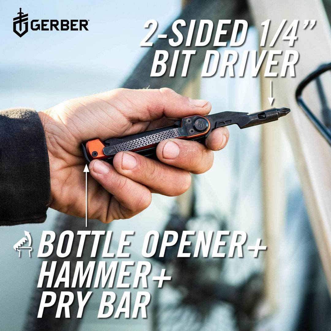 Gerber Taschenmesser mit 8 Funktionen, Multitool mit glatter Klinge, Schraubendreher mit Wechselbit,