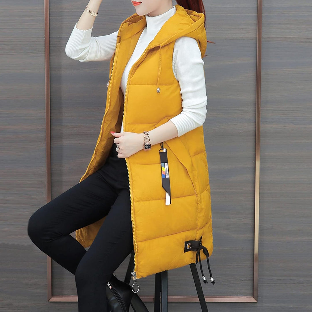 Chanpning Weste Damen Lang Winter Plus Size Long-Steppweste Lässige Pufferjacke Oversize Steppweste