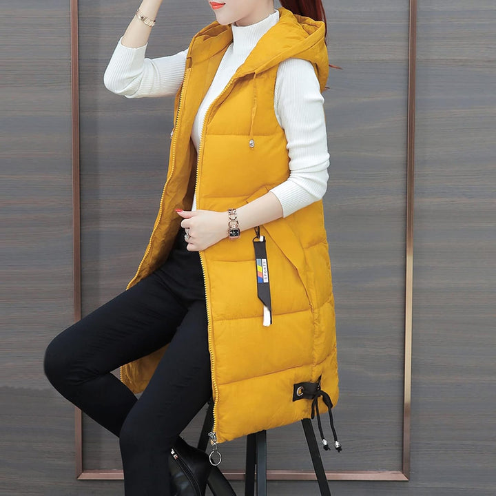 Chanpning Weste Damen Lang Winter Plus Size Long-Steppweste Lässige Pufferjacke Oversize Steppweste