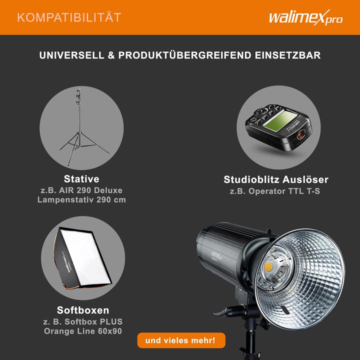 Walimex Pro Stager 400 HSS Studioblitz - leistungsstarker Studioblitz mit 2,4 GHz Empfänger, HSS-Mod