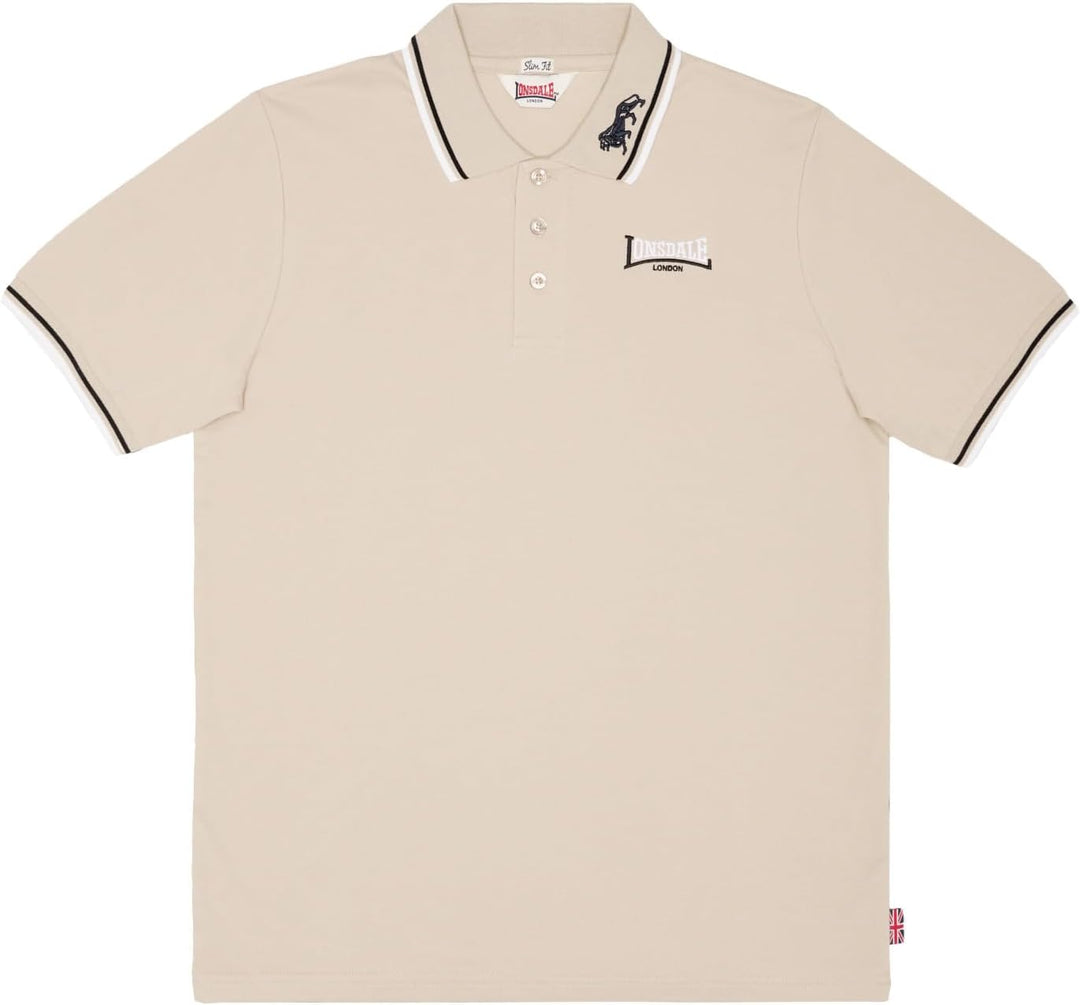 Lonsdale Herren Poloshirt schmale Passform Lion Sand/Black/White S, Sand/Black/White S