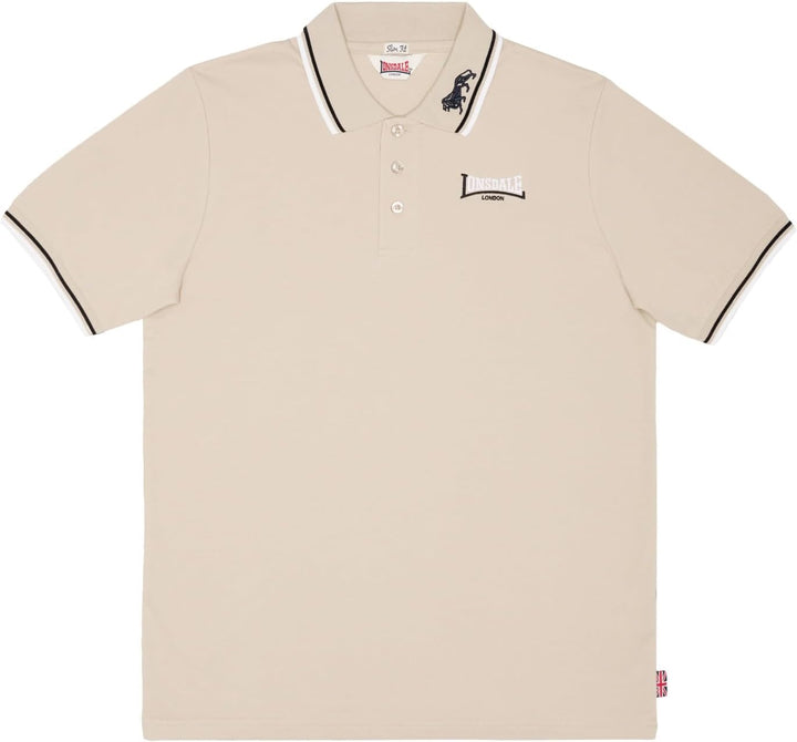 Lonsdale Herren Poloshirt schmale Passform Lion Sand/Black/White S, Sand/Black/White S