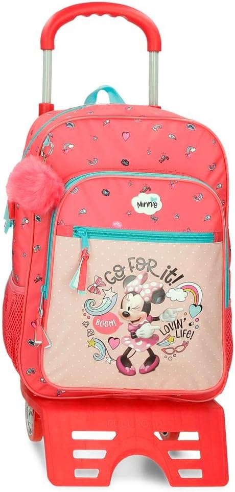 Disney Minnie Lovin Life Schulrucksack mit Wagen, Mehrfarbig, 30 x 38 x 12 cm, Mikrofaser, 13,68 l,