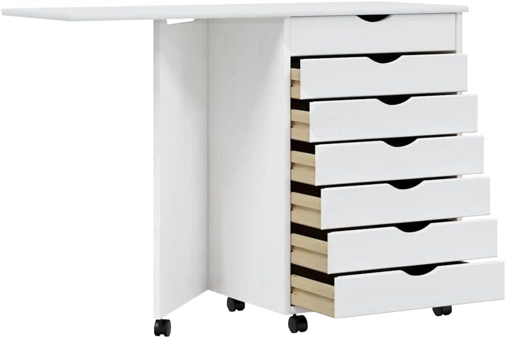 vidaXL Rollschrank, Rollcontainer mit 7 Schubladen, Kommode Schubladenschrank mit Rollen, Büroschran
